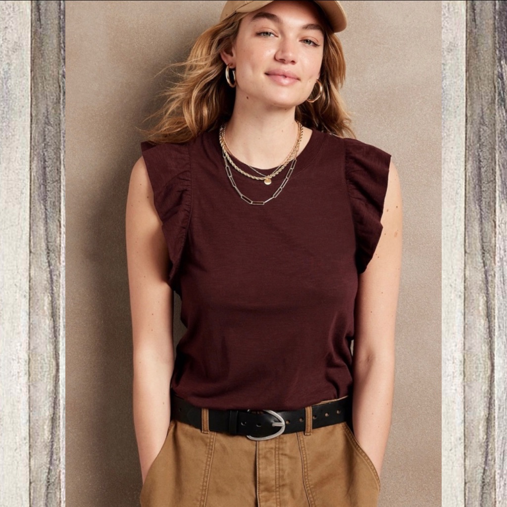 Banana Republic Cottom Slub Luxe Discovery Tank In Pinot Noir Nwot